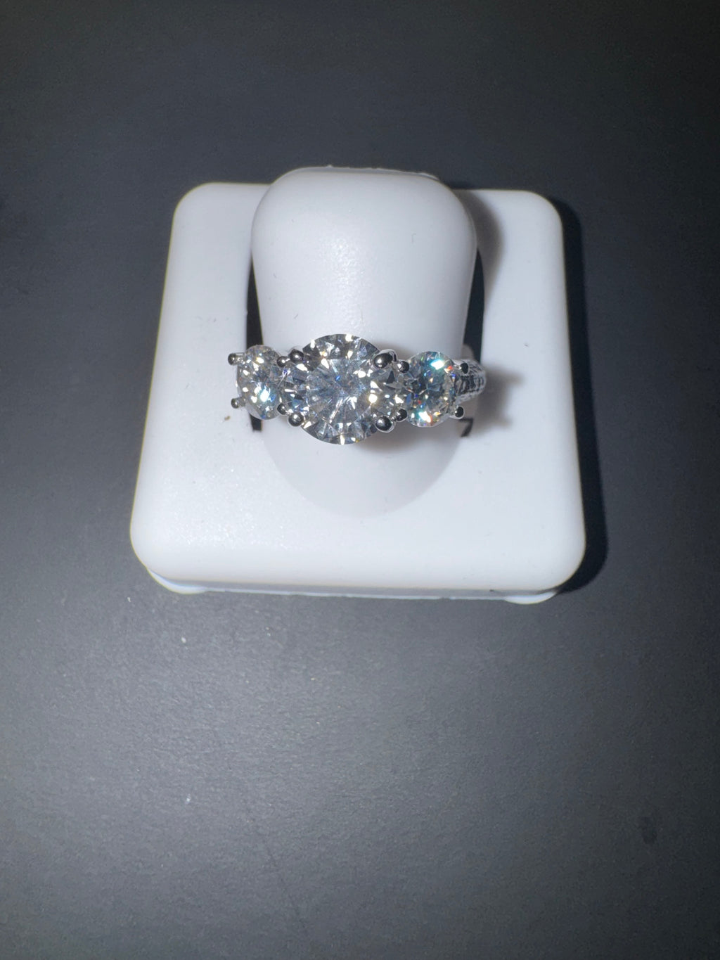 Moissanite Ring | 925 Silver |Past, Present, Future Engagement Style Ring - Size 5