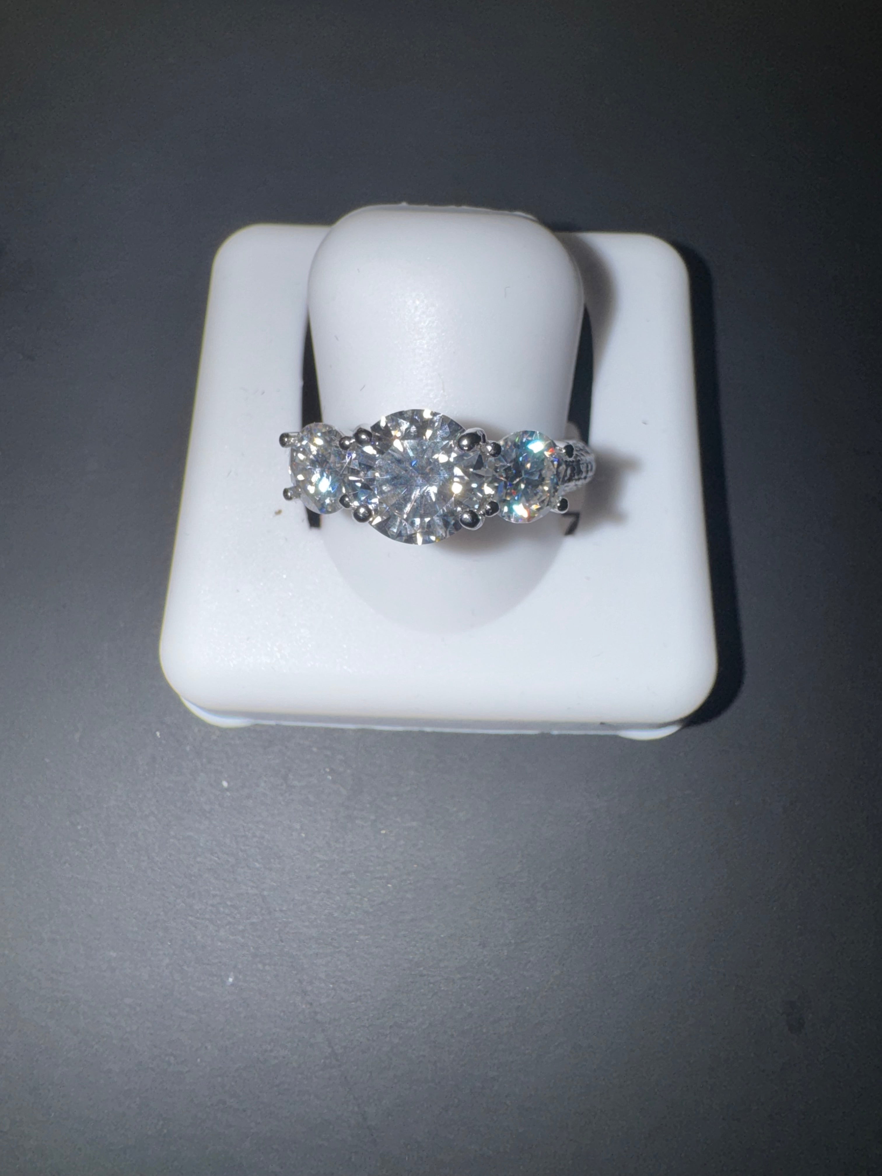 Moissanite Ring | 925 Silver |Past, Present, Future Engagement Style Ring - Size 5