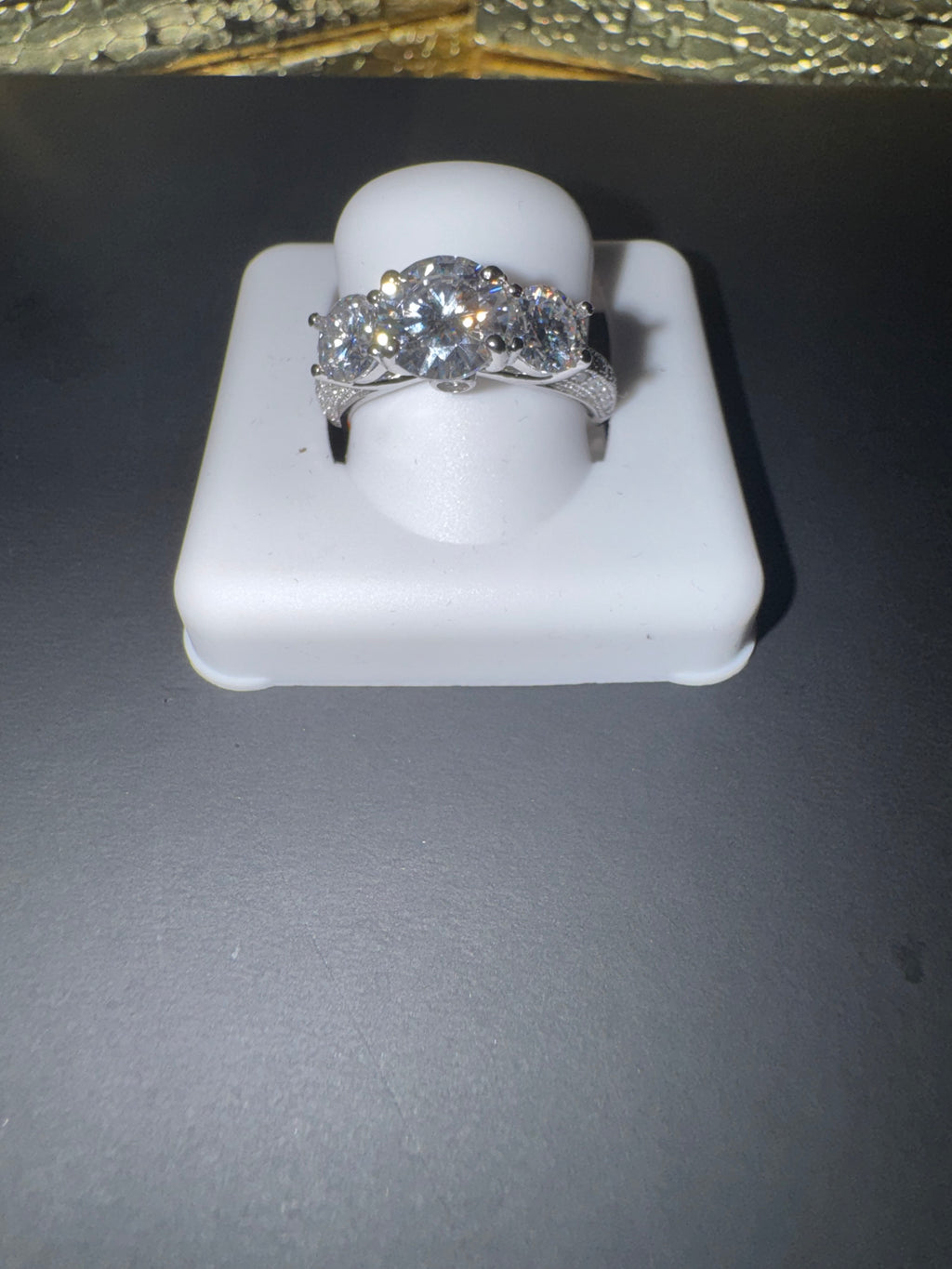 Moissanite Ring | 925 Silver |Past, Present, Future Engagement Style Ring - Size 5