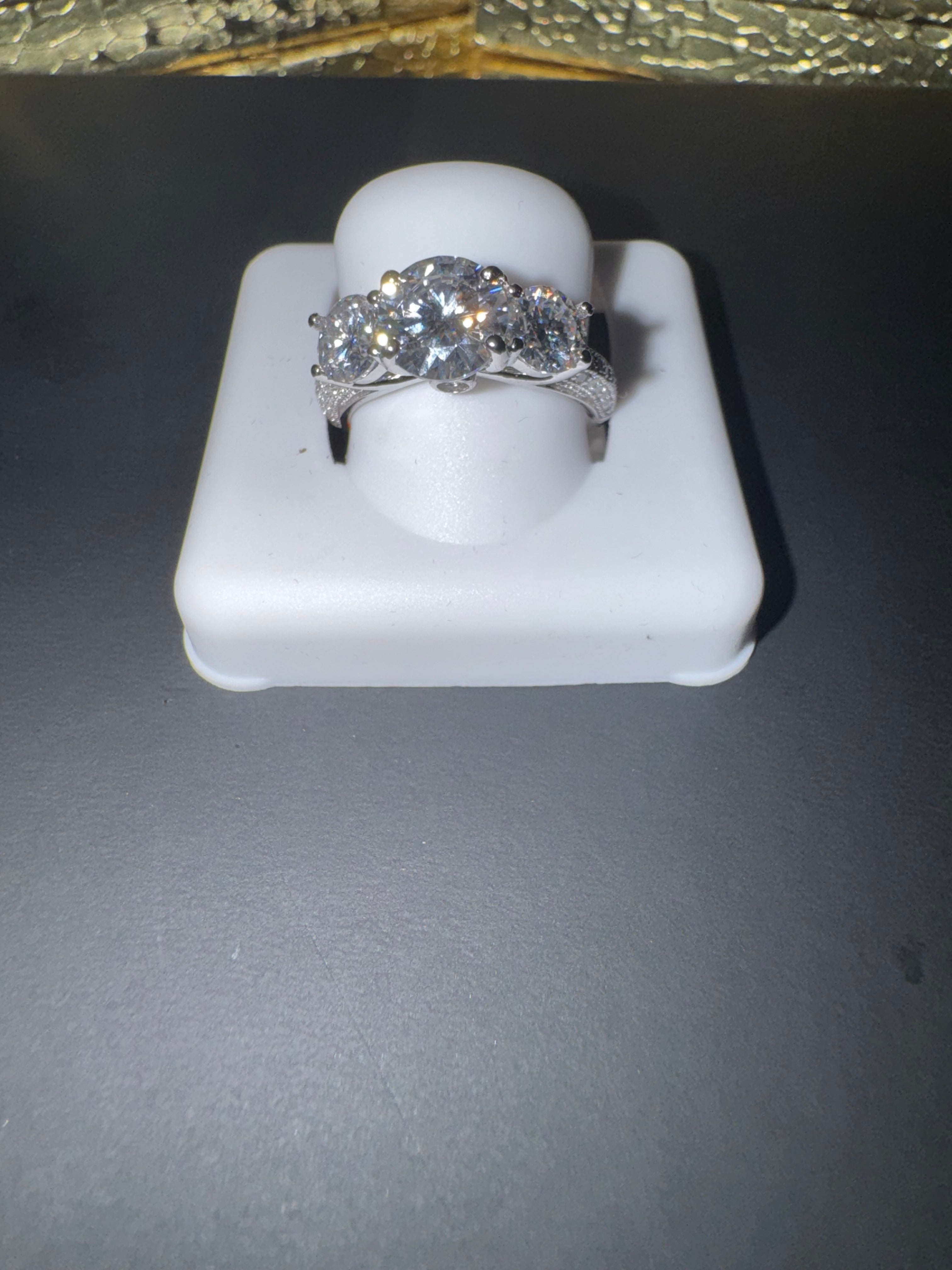 Moissanite Ring | 925 Silver |Past, Present, Future Engagement Style Ring - Size 5