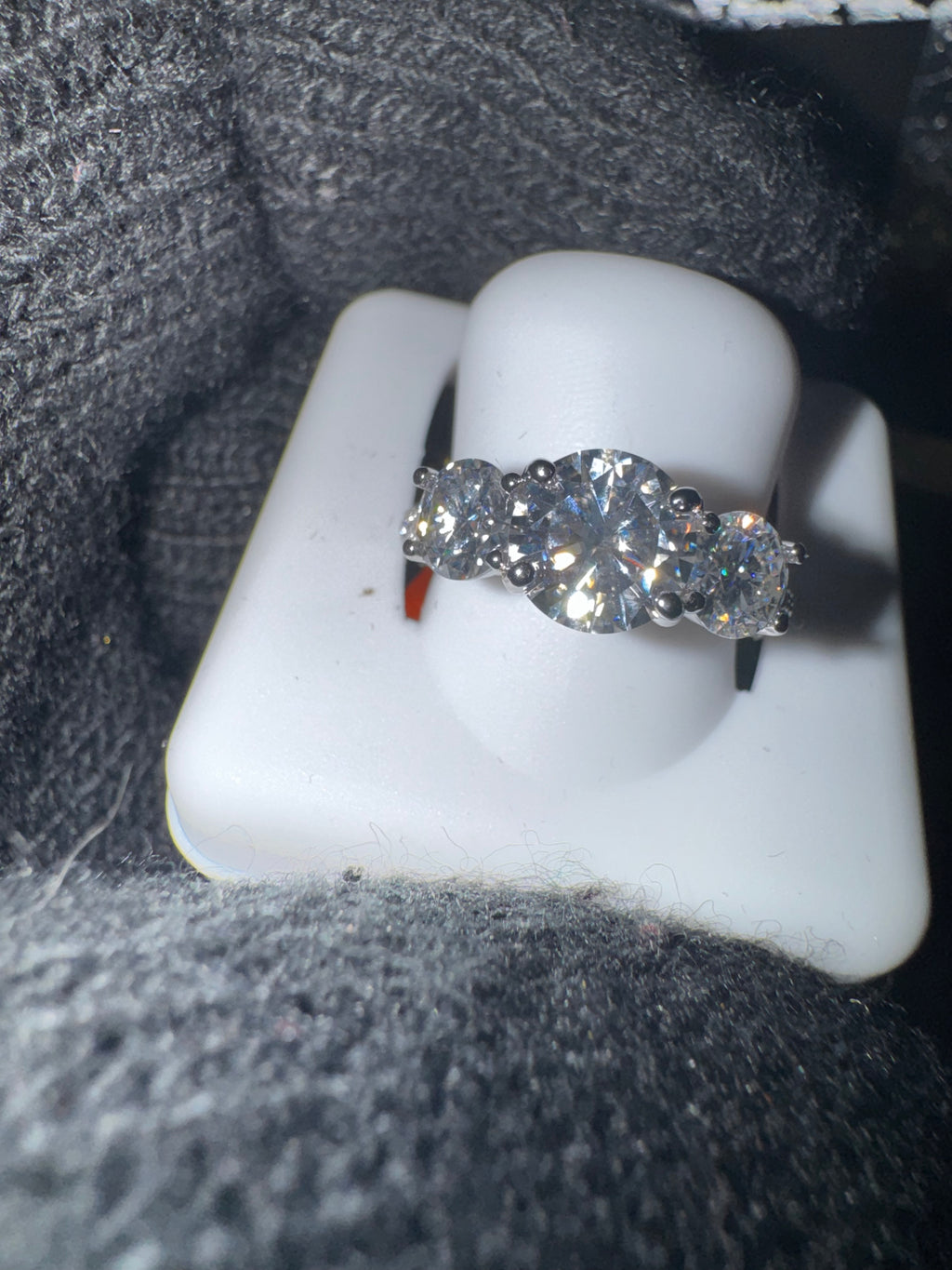 Moissanite Ring | 925 Silver |Past, Present, Future Engagement Style Ring - Size 5
