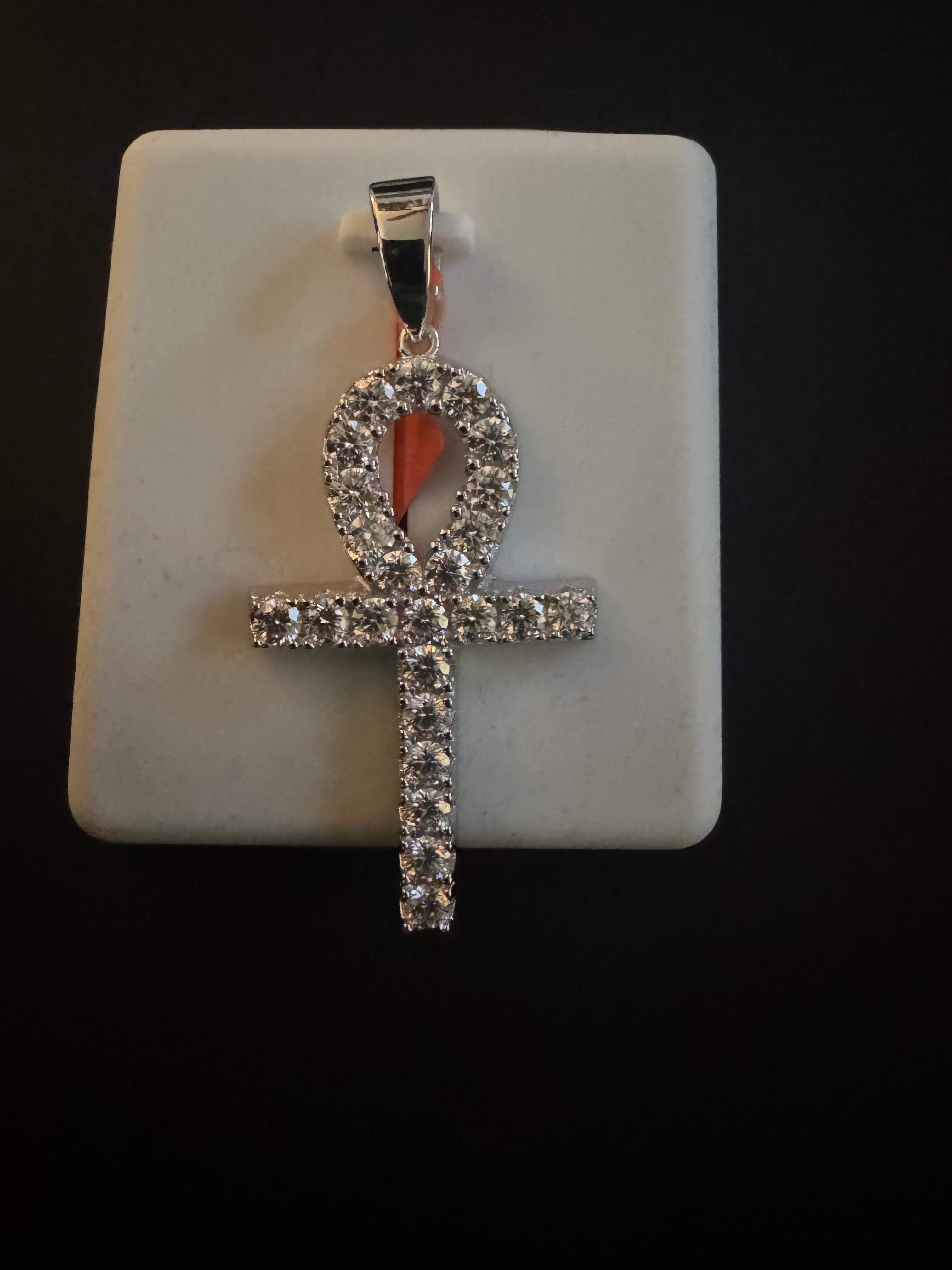 Moissanite Ankh Cross Pendant 925 Silver