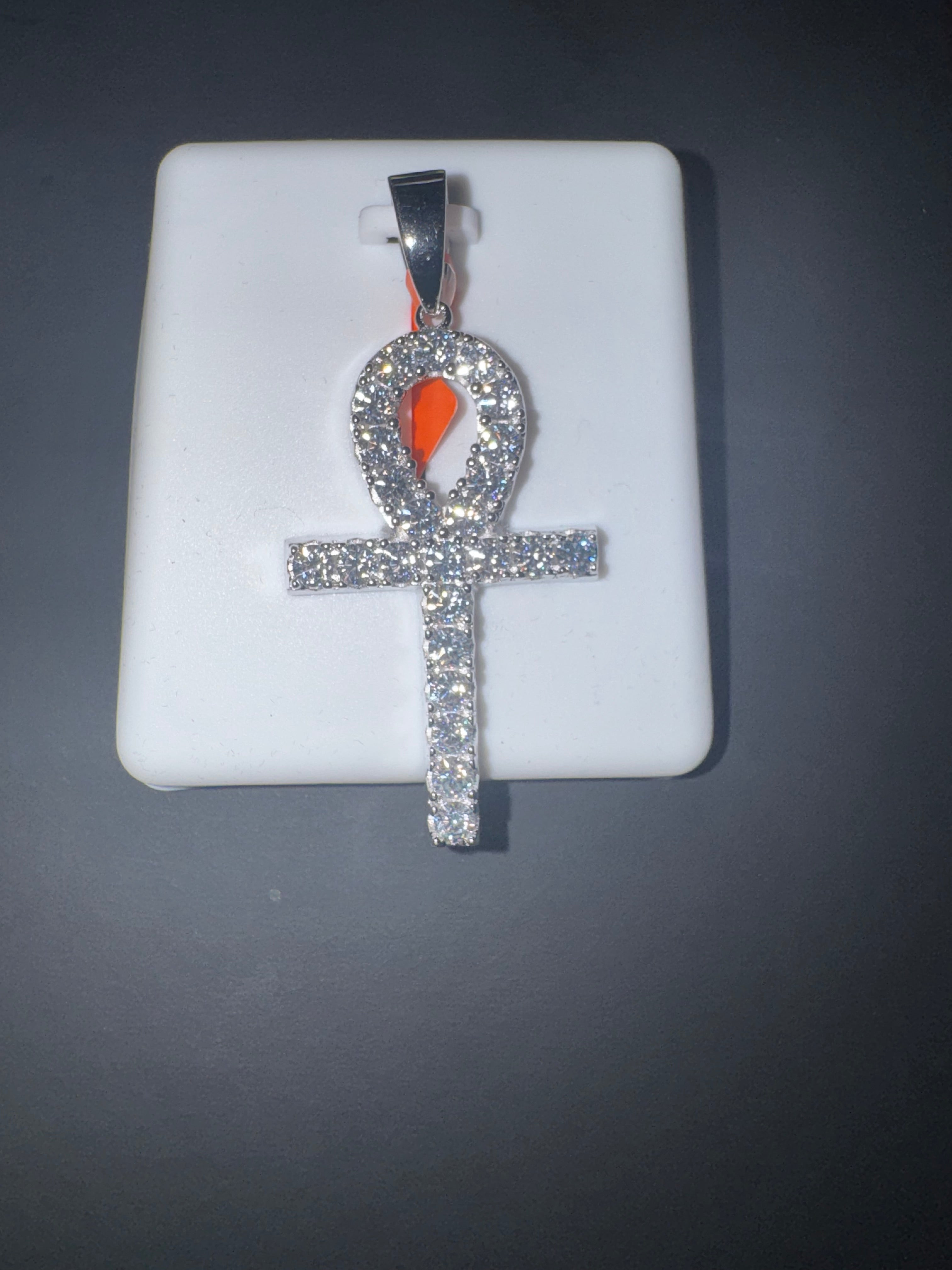 Moissanite Ankh Cross Pendant 925 Silver